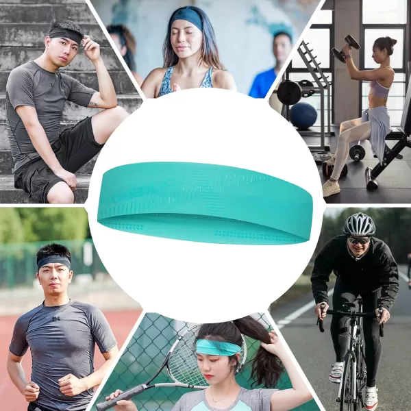 imageROCKBROS Mens Headband Running Elastic NonSlip Sweat Bands Soft Fabric Head Bands for Women Yoga Workout Basketballblue 2pack