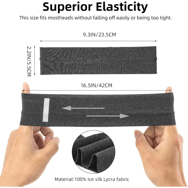imageROCKBROS Mens Headband Running Elastic NonSlip Sweat Bands Soft Fabric Head Bands for Women Yoga Workout Basketballgrey