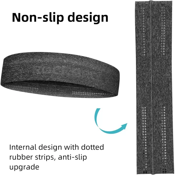 imageROCKBROS Mens Headband Running Elastic NonSlip Sweat Bands Soft Fabric Head Bands for Women Yoga Workout Basketballgrey