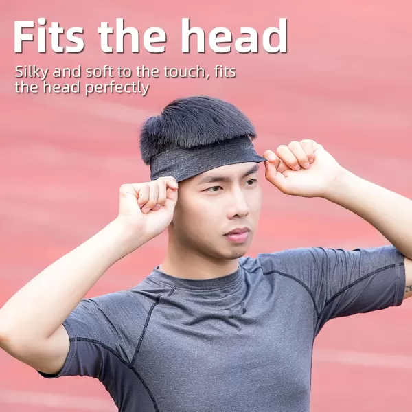 imageROCKBROS Mens Headband Running Elastic NonSlip Sweat Bands Soft Fabric Head Bands for Women Yoga Workout Basketballgrey