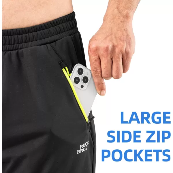imageROCKBROS Mens Winter Cycling Pants Thermal Running Tights Windproof Outdoor Hiking Gear with 2 Zipper PocketsBlack