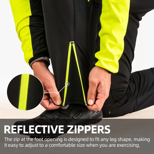 imageROCKBROS Mens Winter Cycling Pants Thermal Running Tights Windproof Outdoor Hiking Gear with 2 Zipper PocketsBlack