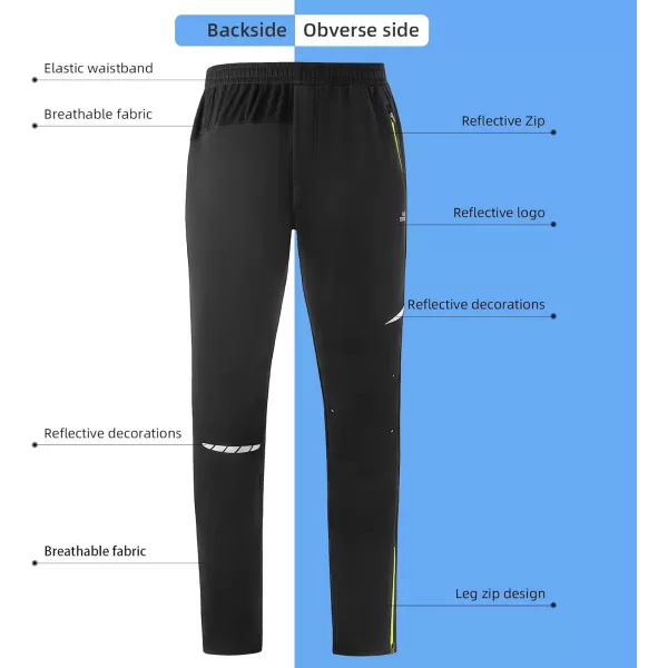 imageROCKBROS Mens Winter Cycling Pants Thermal Running Tights Windproof Outdoor Hiking Gear with 2 Zipper PocketsBlack