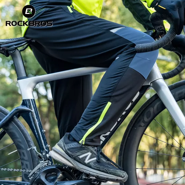 imageROCKBROS Mens Winter Cycling Pants Thermal Running Tights Windproof Outdoor Hiking Gear with 2 Zipper PocketsBlack