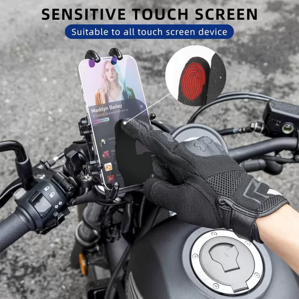 imageROCKBROS Motorcycle Gloves for Men Women Summer Breathable Mountain Bike Cycling Gloves Touchscreen Hard Knuckle Motocross Gloves for BMX MTBATVRoad Racing