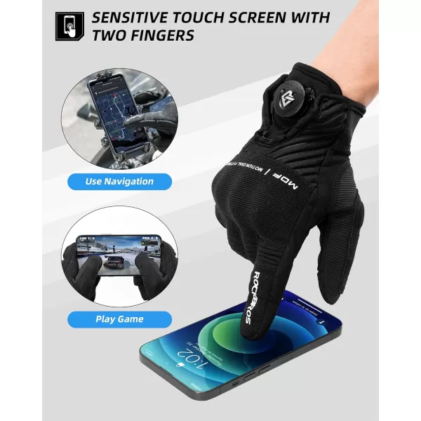 imageROCKBROS Motorcycle Riding Gloves for Men Women Touchscreen Motorcycle Gloves Breathable Cycling Hard Knuckles Gloves for Outdoor Sports Mountain Dirt Bike Bicycle MTB