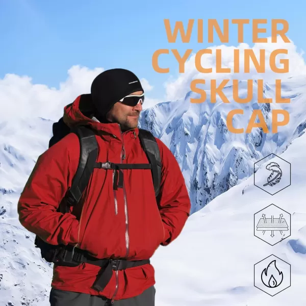 imageROCKBROS Skull Cap Mens Winter Cycling Cap Windproof Warm Fleece Thermal Hat Helmet Liner Caps Black for Hiking Skiing Riding