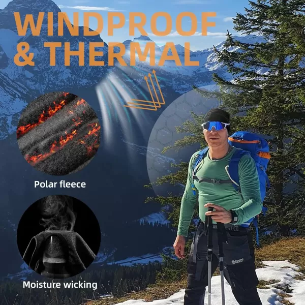 imageROCKBROS Skull Cap Mens Winter Cycling Cap Windproof Warm Fleece Thermal Hat Helmet Liner Caps Black for Hiking Skiing Riding