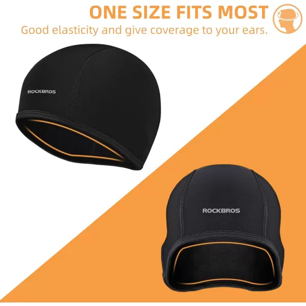 imageROCKBROS Skull Cap Mens Winter Cycling Cap Windproof Warm Fleece Thermal Hat Helmet Liner Caps Black for Hiking Skiing Riding