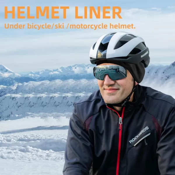 imageROCKBROS Skull Cap Mens Winter Cycling Cap Windproof Warm Fleece Thermal Hat Helmet Liner Caps Black for Hiking Skiing Riding