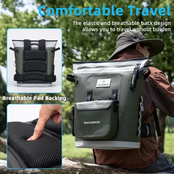 imageROCKBROS Soft Cooler Backpack 36 Can Insulated Soft Sided Cooler Bag LeakProof with Removeable Pockets Portable for Picnic Beach Camping Outdoor Party