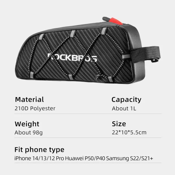 imageROCKBROS Top Tube Bike Bag Bicycle Front Frame Bag Bike Accessories Pouch Compatible with iPhone 141312 Pro Galaxy S22S21STYLE 1