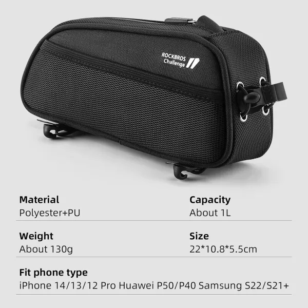 imageROCKBROS Top Tube Bike Bag Bicycle Front Frame Bag Bike Accessories Pouch Compatible with iPhone 141312 Pro Galaxy S22S21STYLE 2