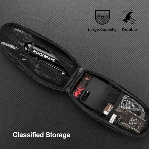 imageROCKBROS Top Tube Bike Bag Bike Front Frame Bag EVA Bicycle Bag Bike Accessories Pouch Storage Pack Water Resistant Bike Phone Bag Below 62quot65quot for Mountain Road BikeLarge15L