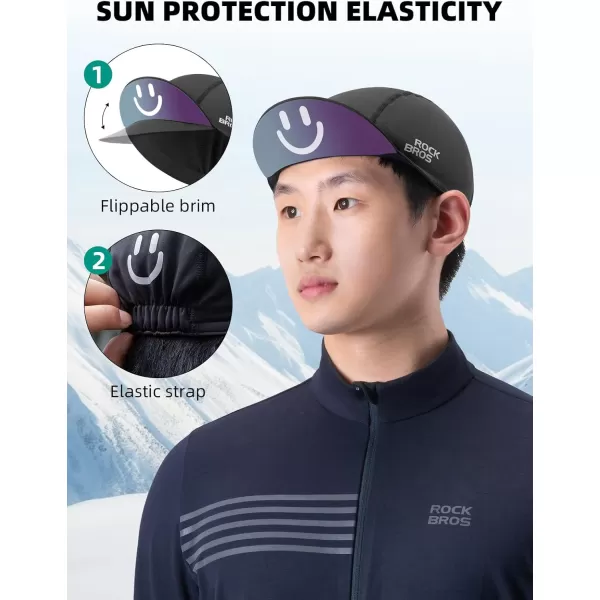 imageROCKBROS Winter Cycling Caps for Men and Women Windproof Cycling Hat Under Helmet Liner Breathable Sweat Absorbent with Sun Visor Black