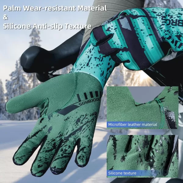 imageROCKBROS Winter Cycling Gloves for Men Thermal Bike Gloves Windproof AntiSlip Full Finger Mountain Bike GlovesMedium