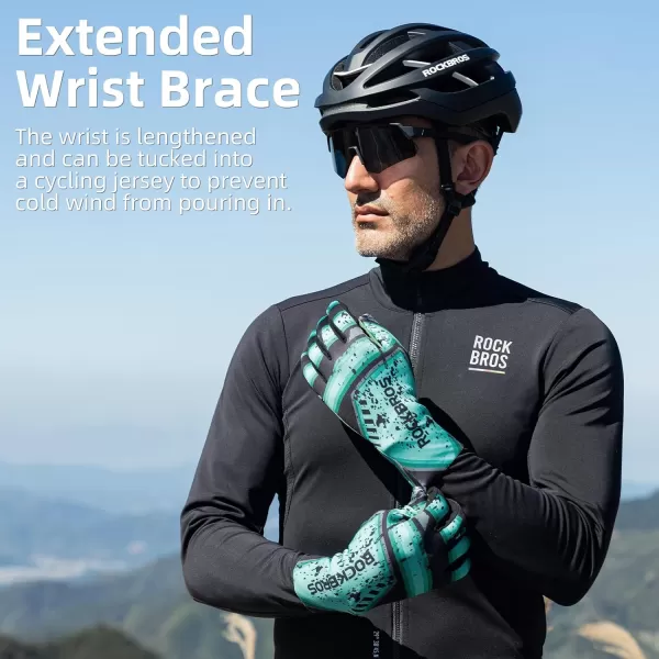 imageROCKBROS Winter Cycling Gloves for Men Thermal Bike Gloves Windproof AntiSlip Full Finger Mountain Bike GlovesMedium
