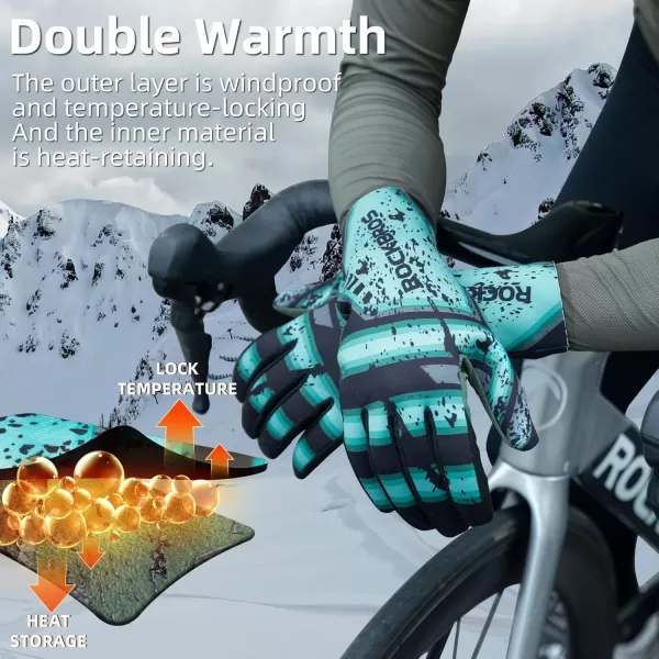 imageROCKBROS Winter Cycling Gloves for Men Thermal Bike Gloves Windproof AntiSlip Full Finger Mountain Bike GlovesMedium