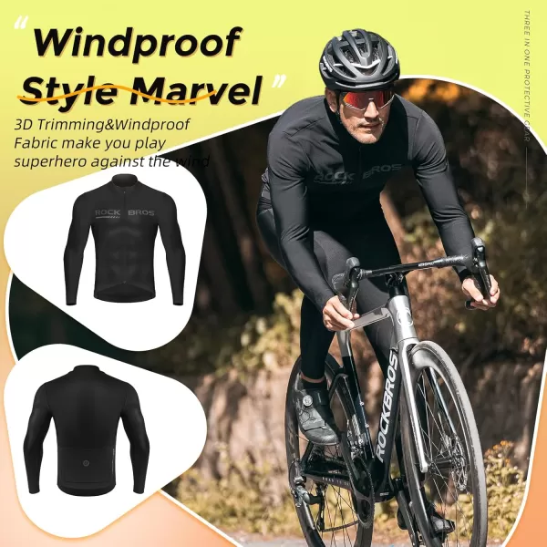 imageROCKBROS Winter Cycling Jacket for Men Thermal Fleece Bike Jackets Windproof Cold Weather Running Jacket BreathableBlack