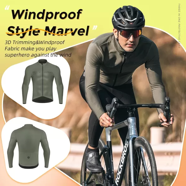 imageROCKBROS Winter Cycling Jacket for Men Thermal Fleece Bike Jackets Windproof Cold Weather Running Jacket BreathableGreen