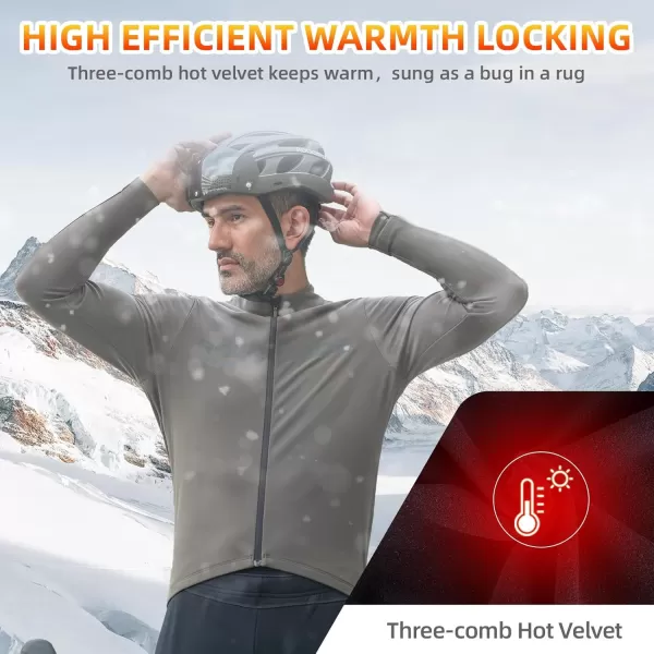 imageROCKBROS Winter Cycling Jacket for Men Thermal Fleece Bike Jackets Windproof Cold Weather Running Jacket BreathableGreen