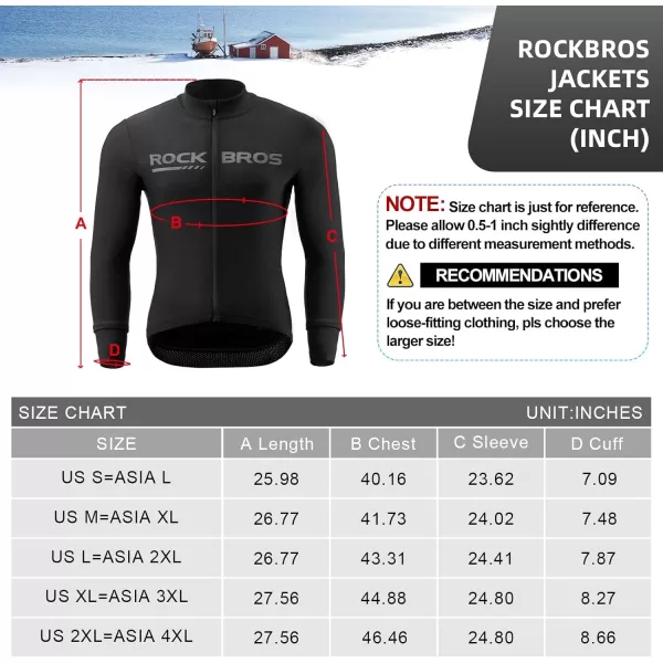imageROCKBROS Winter Cycling Jacket for Men Thermal Fleece Bike Jackets Windproof Cold Weather Running Jacket BreathableRed