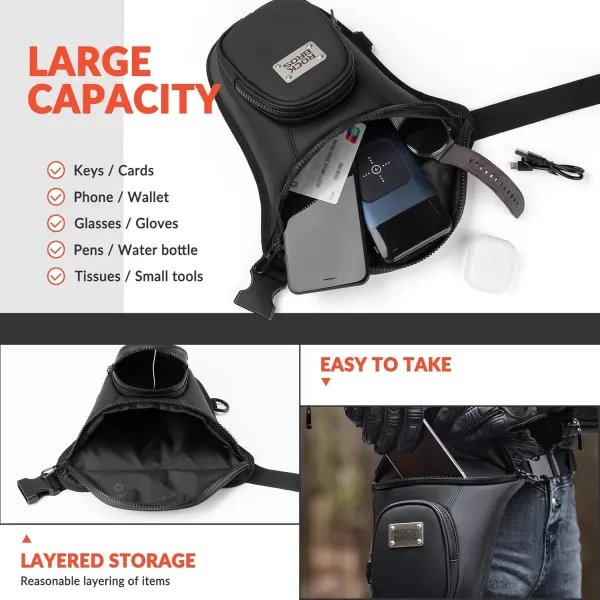 imageROCKRBOS Motorcycle Thigh Bag Drop Leg Bag for Women Men with Leg Strap Removable Thigh Purse for Travel Hiking Climbing Outdoor