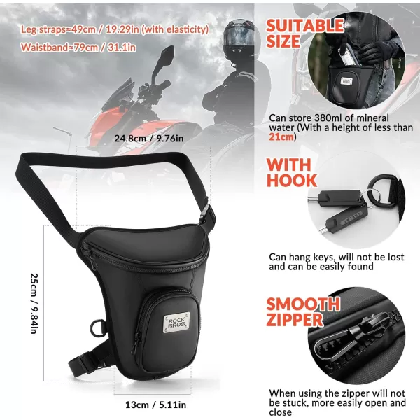 imageROCKRBOS Motorcycle Thigh Bag Drop Leg Bag for Women Men with Leg Strap Removable Thigh Purse for Travel Hiking Climbing Outdoor