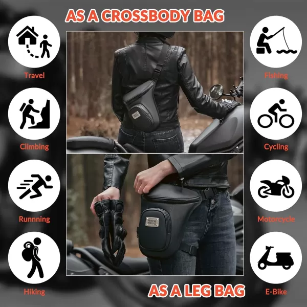 imageROCKRBOS Motorcycle Thigh Bag Drop Leg Bag for Women Men with Leg Strap Removable Thigh Purse for Travel Hiking Climbing Outdoor