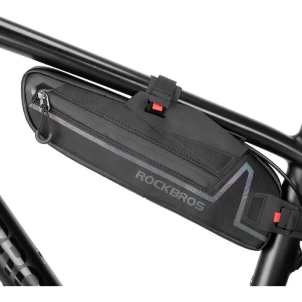 imageROCKBROS Bike Frame Bag Bike Triangle Bag Water Resistant Bicycle Under Top Tube Bag Colorful Reflective 15L Large Capacity Bike Storage Bag for Mountain Road Bike Tools Accessories