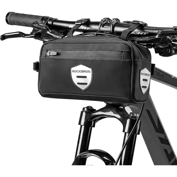 imageROCKBROS Bike Handlebar Bag Front Frame Bag Cycling Pouch Bicycle Top Tube Bag Storage Bag with Removable Shoulder Strap for Adults Road MTB Outdoor