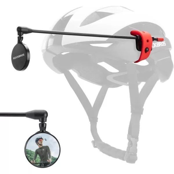 imageROCKBROS Bike Helmet Mirror Convex Mirror Aluminum Alloy Frame Detachable Design Bicycle Helmets Mirror Fits 90 Bicycle Helmets Ultra Lightweight Bike AccessoriesRed