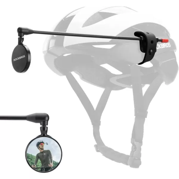 imageROCKBROS Bike Helmet Mirror Convex Mirror Aluminum Alloy Frame Detachable Design Bicycle Helmets Mirror Fits 90 Bicycle Helmets Ultra Lightweight Bike AccessoriesBlack