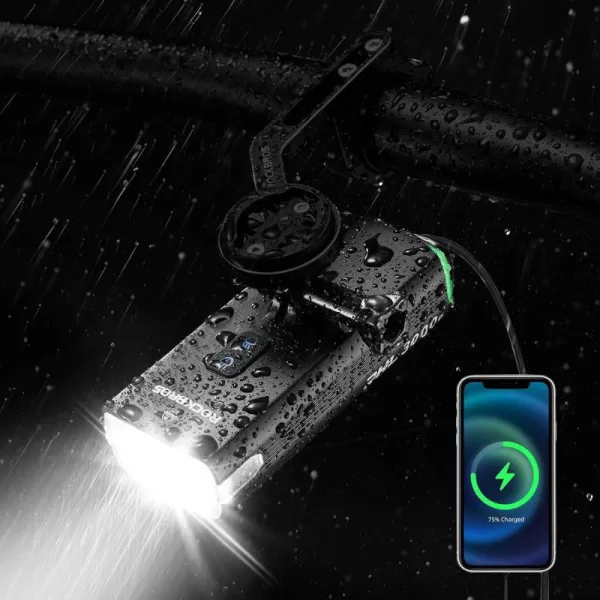 imageROCKBROS Bike Lights 10000mAh USBC Rechargeable Bike Lights for Night riding3000 Lumens Bright Bicycle LightsOver 24 Hours Runtime  IPX6 Waterproof Bike HeadlightHanging version