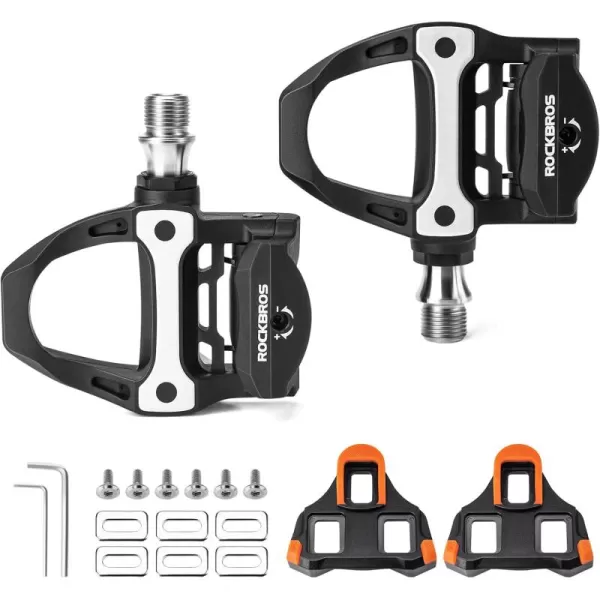 imageROCKBROS Bike Pedals Carbon Fiber SPDSL Road Bike Pedals Compatible with Shimano SPDSL Locking Cycling Pedals Cleat Replaceable Sealed Bearing Lightweight