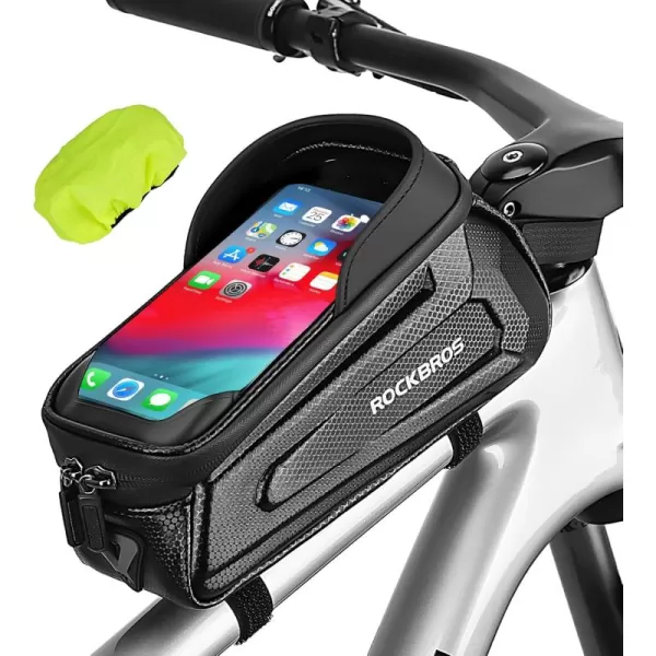 imageROCKBROS Bike Phone Bag Waterproof Bike Bag Phone Mount EVA Hard Shell Bike Pouch with Rain Cover Compatible with iPhone 141211 Pro XR XS Max Phones Below 68