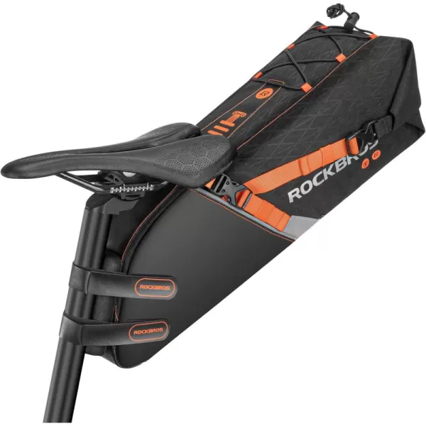 imageROCKBROS Bike Saddle Bag Bikepacking Bag Waterproof Large Capacity Packing Bicycle Seat Packs for Gravel Road Mountain Max 10L