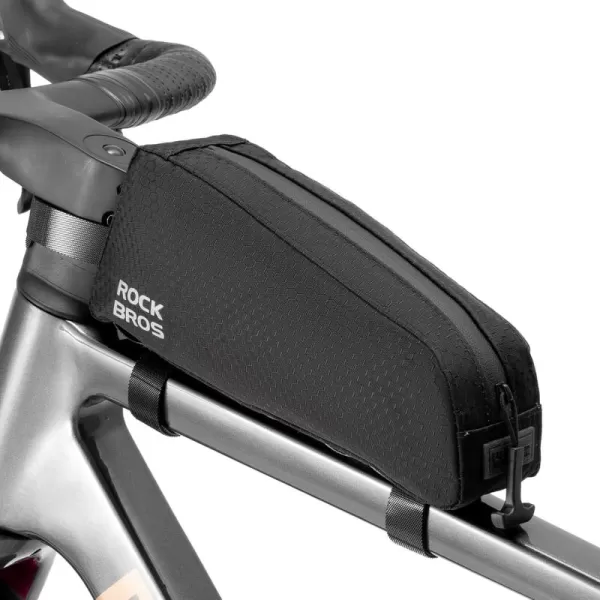 imageROCKBROS Bike Top Tube Bag Bicycle Front Frame Bag Waterproof Bike Pouch PackPhone Bag Cycling Accessories Pouch for Mountain Road Bike MediumGrid Black