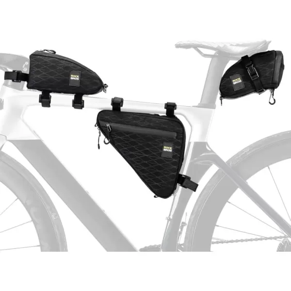 imageROCKBROS Bike Triangle Bag Bike Frame Bag Waterproof Bike Saddle Bag for Cycling Accessories Pouch for Mountain Road Bike 3 Pieces Combi