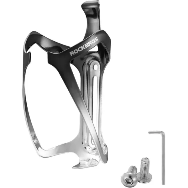 imageROCKBROS Bike Water Bottle Holder Durable Aluminum Water Bottle Holder for Bike Lightweight Bike Bottle Holder for Bicycle MTB RoadMountain Bikesblacksilver