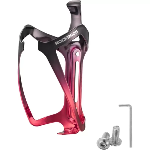 imageROCKBROS Bike Water Bottle Holder Durable Aluminum Water Bottle Holder for Bike Lightweight Bike Bottle Holder for Bicycle MTB RoadMountain Bikesblackred