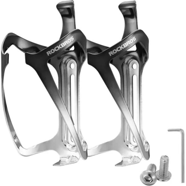 imageROCKBROS Bike Water Bottle Holder Durable Aluminum Water Bottle Holder for Bike Lightweight Bike Bottle Holder for Bicycle MTB RoadMountain Bikesblacksilver2