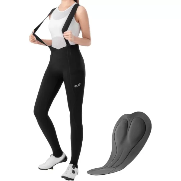 imageROCKBROS Cycling Bibs Women with Removable Straps 3D Breathable Padded Bike Pants with Pockets Stretch Tight Cycling Pants
