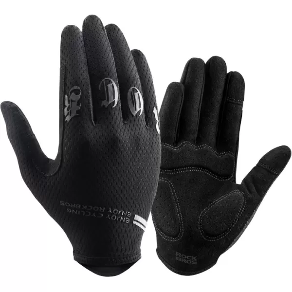 imageROCKBROS Cycling Gloves for Men Breathable Bike Gloves for Men Cycling Touchscreen Mountain Bike Gloves for MenBlack