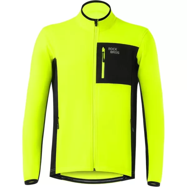 imageROCKBROS Cycling Jackets for Men Winter Warm UP Thermal Bike Jackets Breathable Windproof with 3 Pockets