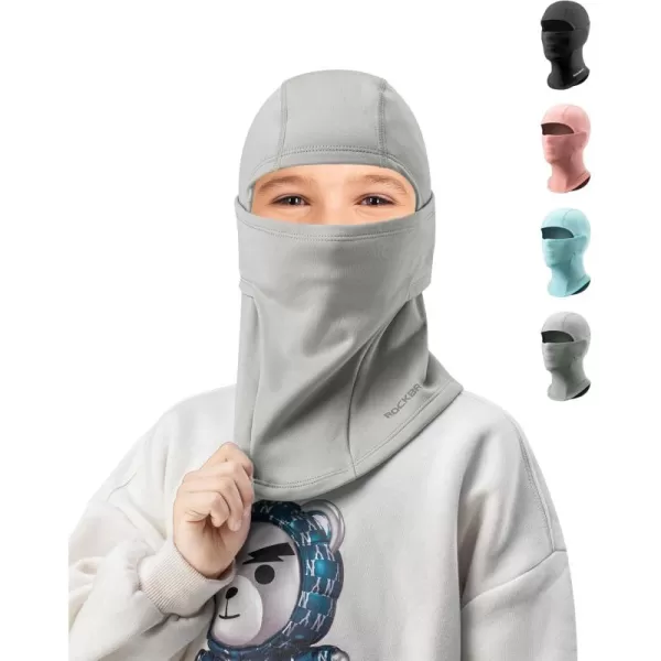 imageROCKBROS Kids Balaclava Ski Mask Winter Mask for Cold Weather Windproof Kids Neck Gaiters for Skiing Cycling OutdoorGrey