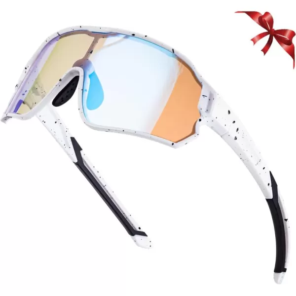 imageROCKBROS Kids Sunglasses Photochromic Sports Sunglasses For Boys Girls Youth MTB Biking Sunglasses for Kids Ages 8 to 14White Starry Sky