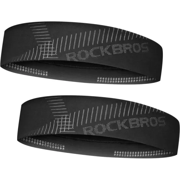 imageROCKBROS Mens Headband Running Elastic NonSlip Sweat Bands Soft Fabric Head Bands for Women Yoga Workout Basketballblack 2pack
