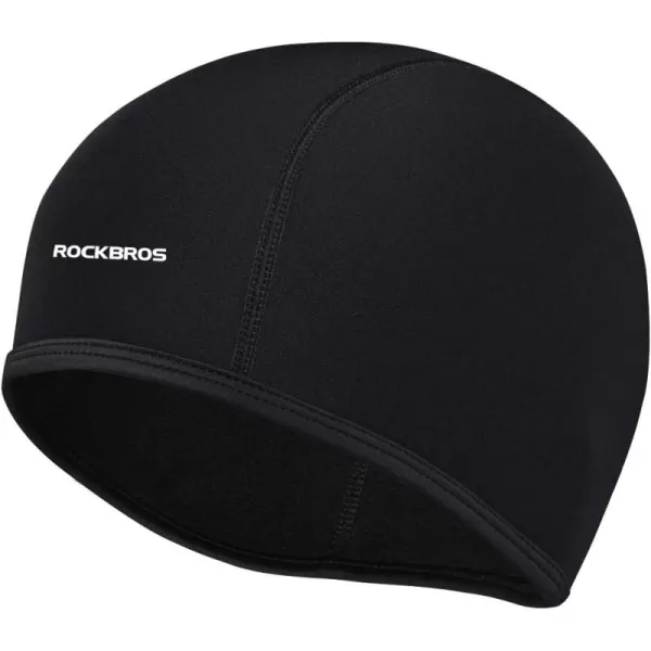 imageROCKBROS Skull Cap Mens Winter Cycling Cap Windproof Warm Fleece Thermal Hat Helmet Liner Caps Black for Hiking Skiing Riding