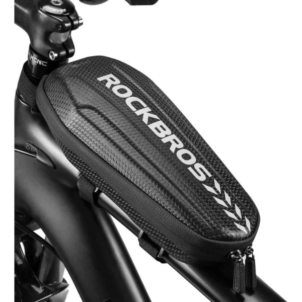 imageROCKBROS Top Tube Bike Bag Bike Front Frame Bag EVA Bicycle Bag Bike Accessories Pouch Storage Pack Water Resistant Bike Phone Bag Below 62quot65quot for Mountain Road BikeLarge15L